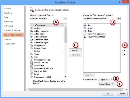 Tùy chỉnh Quick Access Toolbar trong PowePoint